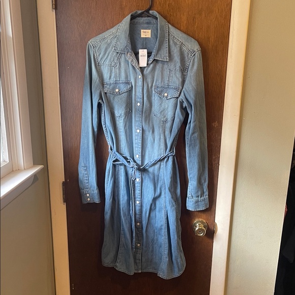 GAP Blue Denim Shirt Dress - Picture 1 of 4